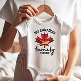 My Canadian family loves me Unisex short sleeve baby boy girl clothes Canada Maple Leaf outfit newborn gift bodysuit custom shirt